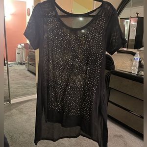 Knit bedazzled tunic top